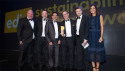Pictured: The Energy Saving Trust's Luke Redfern (second right) and compere Julia Bradbury presenting the DPD team with the award